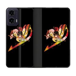 Housse cuir portefeuille Pour Motorola G35 5G Manga Fairy Tail Logo Noir