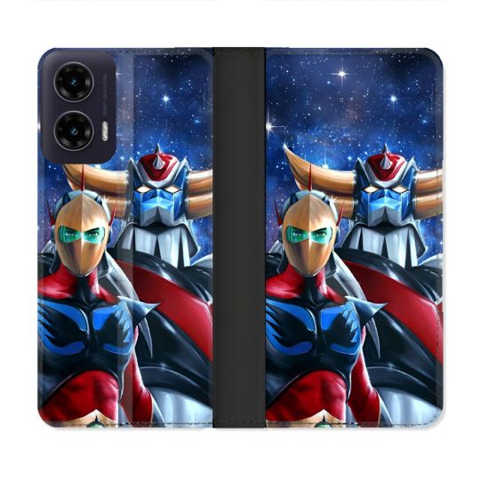 Housse cuir portefeuille Pour Motorola G35 5G Manga Goldorak