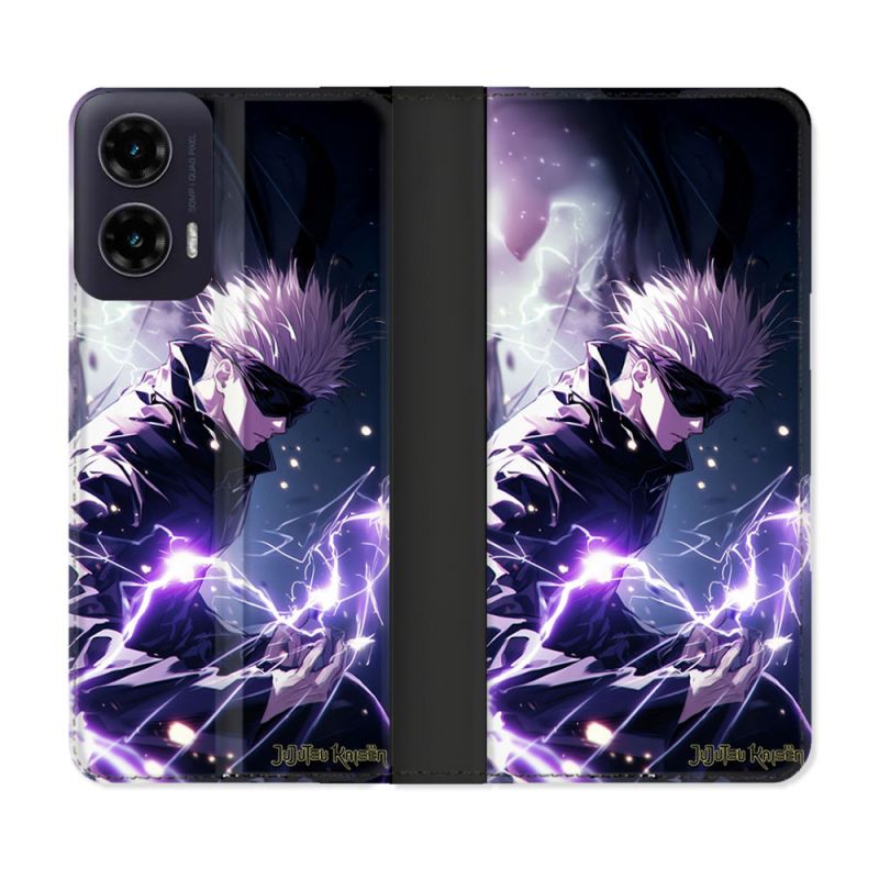 Housse cuir portefeuille Pour Motorola G35 5G Manga Jujutsu Kaisen Gojo Saturo