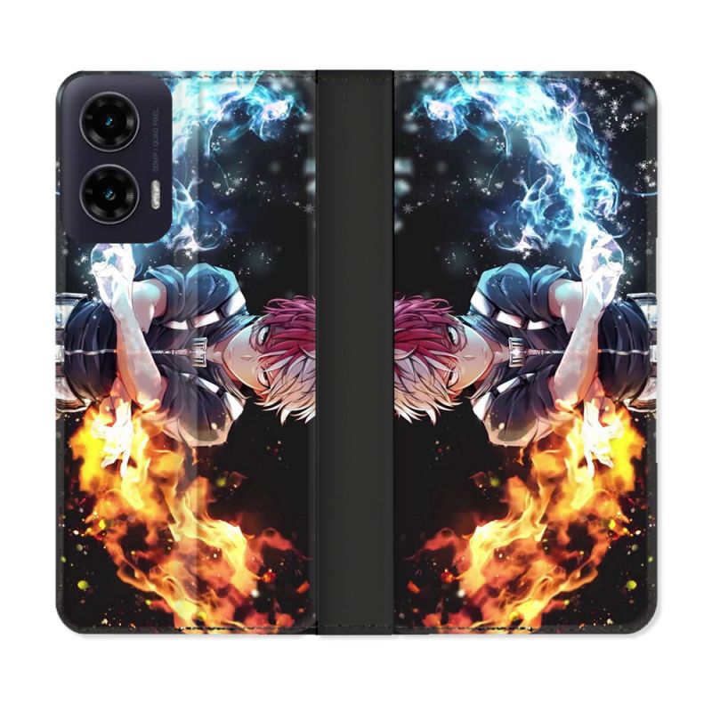 Housse cuir portefeuille Pour Motorola G35 5G Manga My Hero Academia Shoto