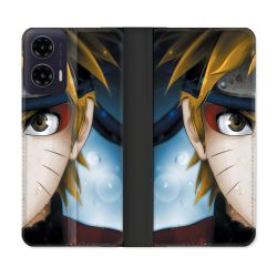 Housse cuir portefeuille Pour Motorola G35 5G Manga Naruto Blanc