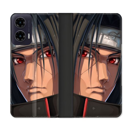 Housse cuir portefeuille Pour Motorola G35 5G Manga Naruto Itachi Visage