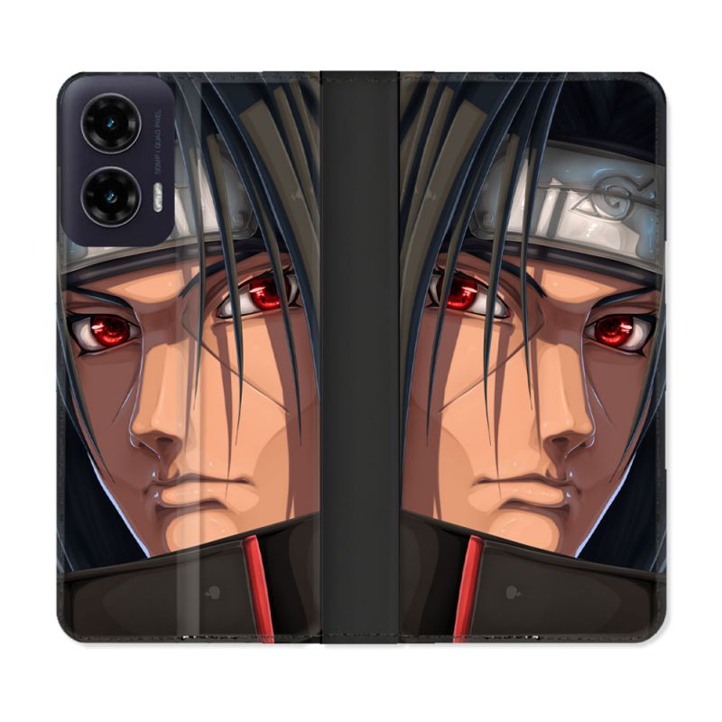 Housse cuir portefeuille Pour Motorola G35 5G Manga Naruto Itachi Visage