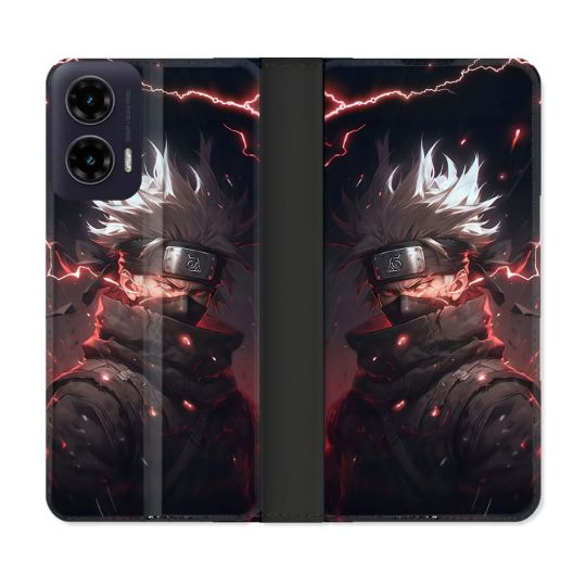 Housse cuir portefeuille Pour Motorola G35 5G Manga Naruto Kakashi Dark
