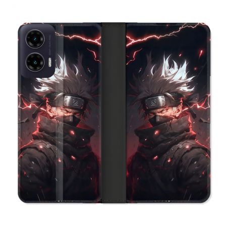 Housse cuir portefeuille Pour Motorola G35 5G Manga Naruto Kakashi Dark