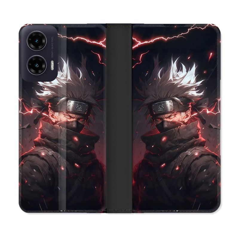 Housse cuir portefeuille Pour Motorola G35 5G Manga Naruto Kakashi Dark