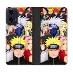 Housse cuir portefeuille Pour Motorola G35 5G Manga Naruto Team