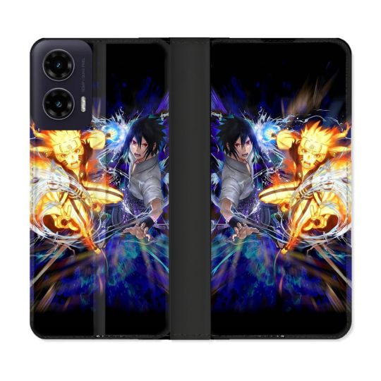 Housse cuir portefeuille Pour Motorola G35 5G Manga Naruto VS
