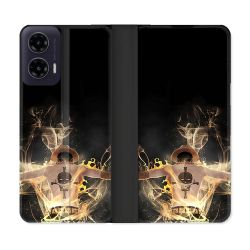 Housse cuir portefeuille Pour Motorola G35 5G Manga One Piece Ace Noir