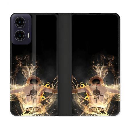 Housse cuir portefeuille Pour Motorola G35 5G Manga One Piece Ace Noir