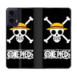 Housse cuir portefeuille Pour Motorola G35 5G Manga One Piece Tete de Mort
