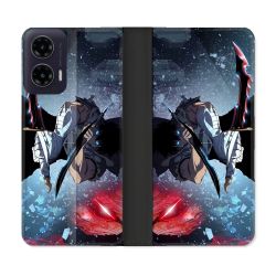 Housse cuir portefeuille Pour Motorola G35 5G Manga Solo Leveling Sung Epee