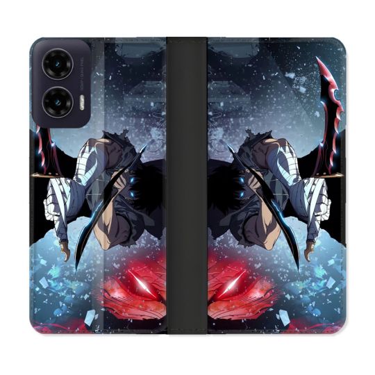 Housse cuir portefeuille Pour Motorola G35 5G Manga Solo Leveling Sung Epee