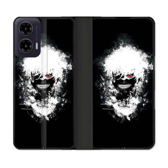 Housse cuir portefeuille Pour Motorola G35 5G Manga Tokyo Ghoul Kaneki Tag