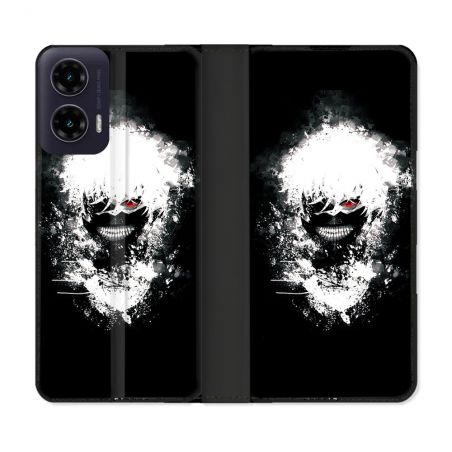 Housse cuir portefeuille Pour Motorola G35 5G Manga Tokyo Ghoul Kaneki Tag