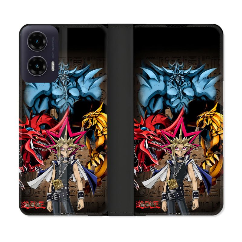 Housse cuir portefeuille Pour Motorola G35 5G Manga Yu Gi Oh