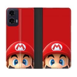 Housse cuir portefeuille Pour Motorola G35 5G Mario Rouge