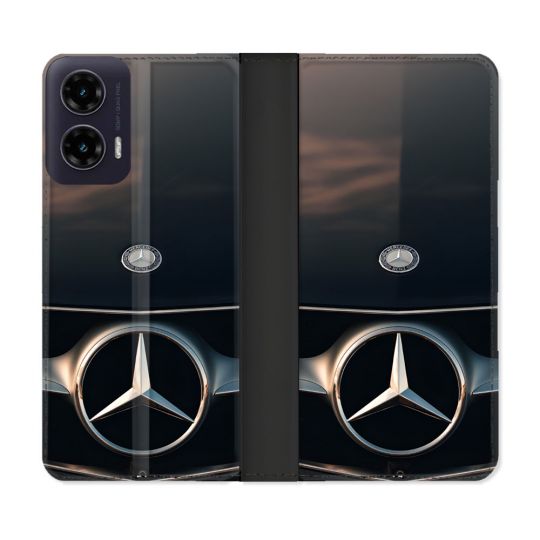 Housse cuir portefeuille Pour Motorola G35 5G Mercedes Calendre