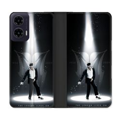 Housse cuir portefeuille Pour Motorola G35 5G Michael Jackson Noir