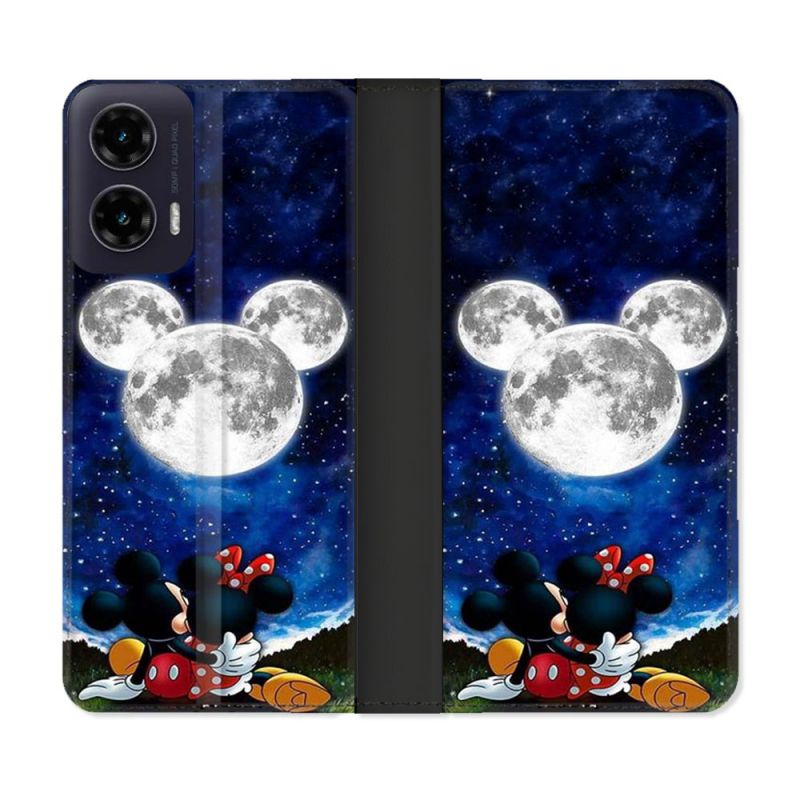 Housse cuir portefeuille Pour Motorola G35 5G Mickey Minnie
