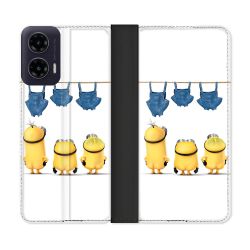 Housse cuir portefeuille Pour Motorola G35 5G Minions Nus