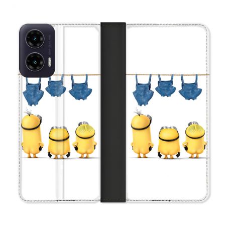 Housse cuir portefeuille Pour Motorola G35 5G Minions Nus