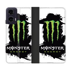 Housse cuir portefeuille Pour Motorola G35 5G Monster Energy Tache
