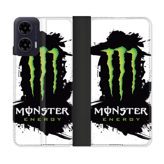 Housse cuir portefeuille Pour Motorola G35 5G Monster Energy Tache