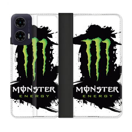 Housse cuir portefeuille Pour Motorola G35 5G Monster Energy Tache