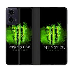 Housse cuir portefeuille Pour Motorola G35 5G Monster Energy Vert