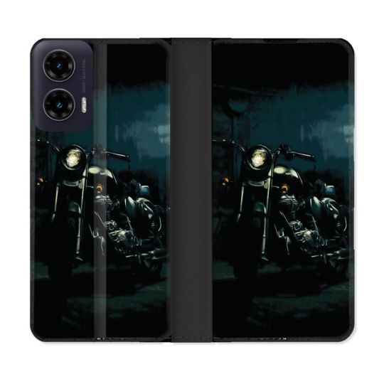 Housse cuir portefeuille Pour Motorola G35 5G Moto Harley Vintage