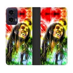 Housse cuir portefeuille Pour Motorola G35 5G Musique Bob Marley Color