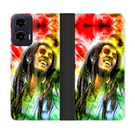 Housse cuir portefeuille Pour Motorola G35 5G Musique Bob Marley Color