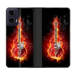 Housse cuir portefeuille Pour Motorola G35 5G Musique Guitare Electrique