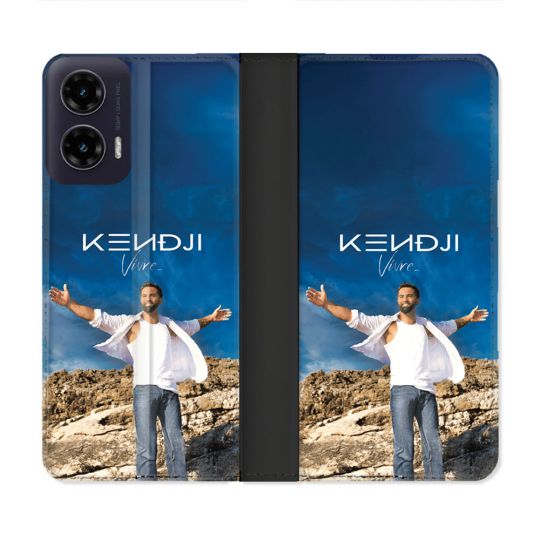 Housse cuir portefeuille Pour Motorola G35 5G Musique Kendji