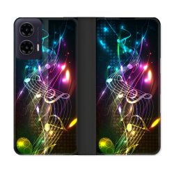 Housse cuir portefeuille Pour Motorola G35 5G Musique Partition Multicolore