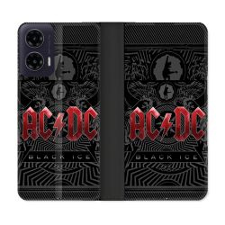 Housse cuir portefeuille Pour Motorola G35 5G Musique Rock ACDC Rouge