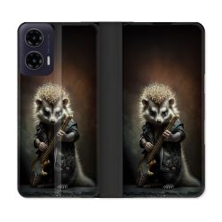 Housse cuir portefeuille Pour Motorola G35 5G Musique Rock Herisson