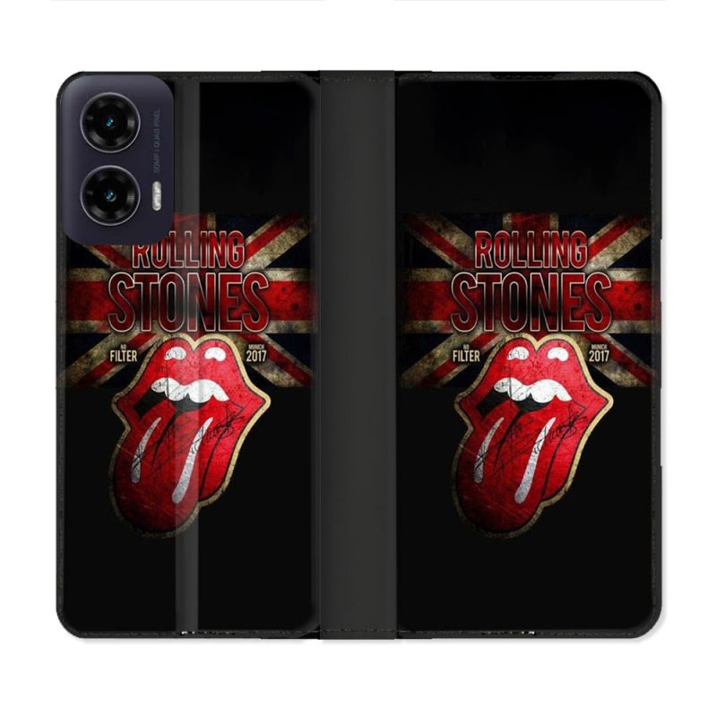 Housse cuir portefeuille Pour Motorola G35 5G Musique Rolling Stones