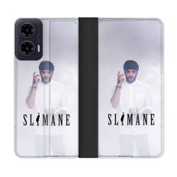 Housse cuir portefeuille Pour Motorola G35 5G Musique Slimane Blanc