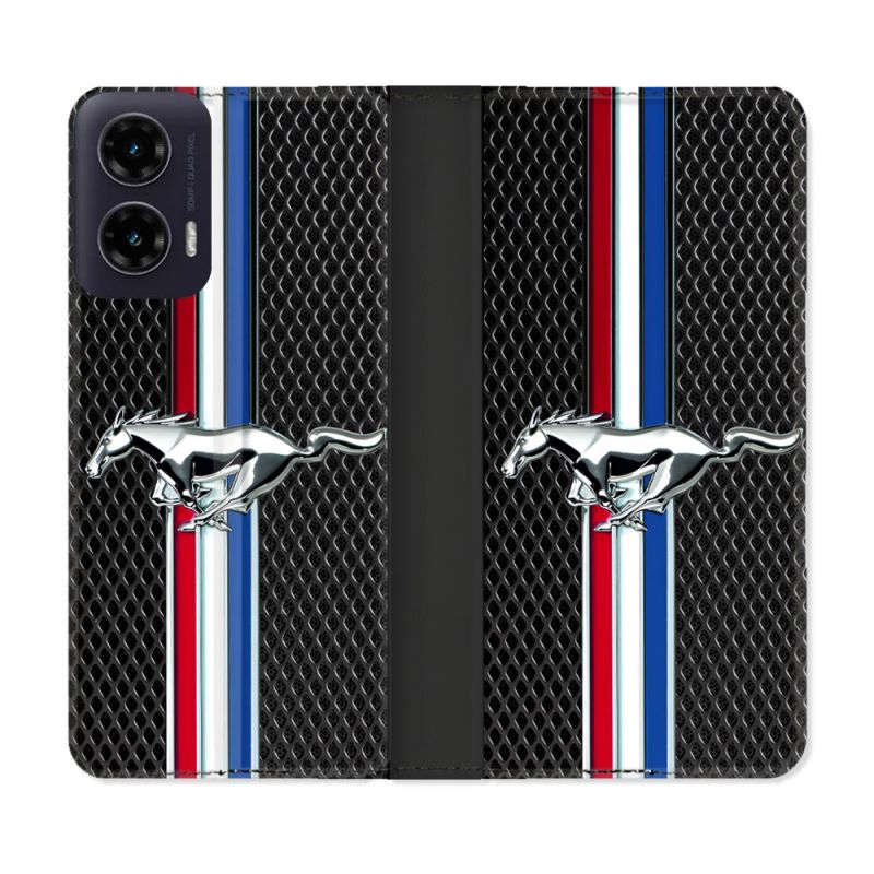 Housse cuir portefeuille Pour Motorola G35 5G Mustang