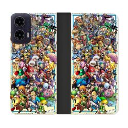 Housse cuir portefeuille Pour Motorola G35 5G Nintendo