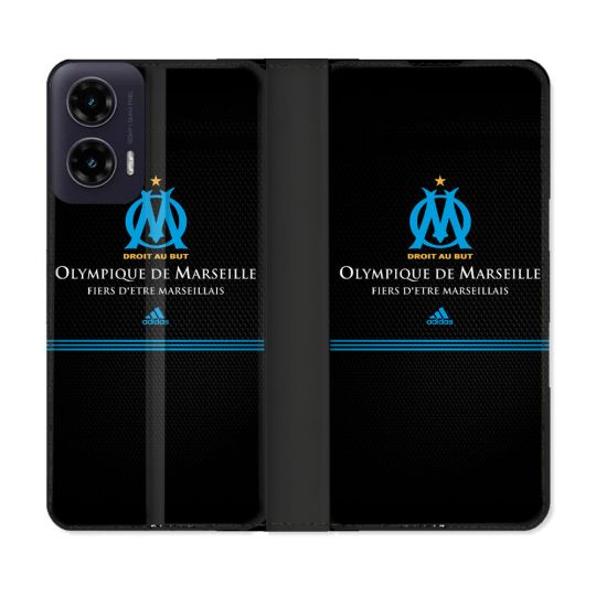 Housse cuir portefeuille Pour Motorola G35 5G Olympique Marseille OM Fier etre Marseillais