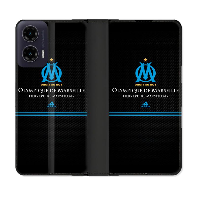 Housse cuir portefeuille Pour Motorola G35 5G Olympique Marseille OM Fier etre Marseillais
