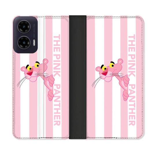 Housse cuir portefeuille Pour Motorola G35 5G Panthere Rose