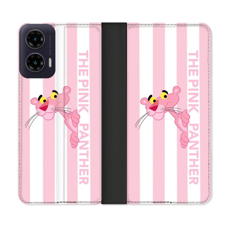 Housse cuir portefeuille Pour Motorola G35 5G Panthere Rose