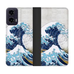 Housse cuir portefeuille Pour Motorola G35 5G Peinture La Grande Vague
