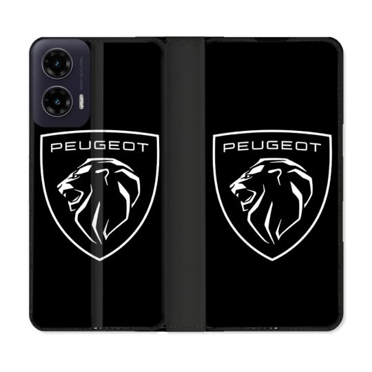 Housse cuir portefeuille Pour Motorola G35 5G Peugeot