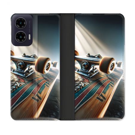 Housse cuir portefeuille Pour Motorola G35 5G Planche Skate