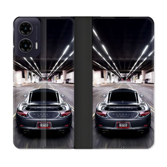 Housse cuir portefeuille Pour Motorola G35 5G Porsche 911